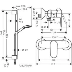 Hansgrohe Vernis Blend Conjunto De Ducha Grifo Monomando + Teleducha 2 Chorros + Barra 65cm, Cromo (71640000-Vernis) -Mundo Ducha 87874061 5