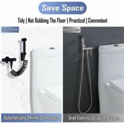 Manguera De Ducha, Manguera De Ducha De Espuma Con Conector De Cobre, Manguera De Resorte Telescópica, Manguera Retráctil Para Ducha De Mano, Inodoro Y Bidé (3M Negro),——FVO -Mundo Ducha 88281642 5