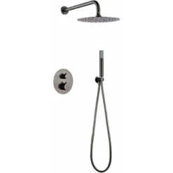 Conjunto De Ducha Termostático Empotrado Monza Black Gun Metal [ IMEX® ]