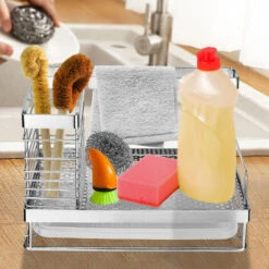 Estanterías Y Cestas De Ducha Organizador De Fregadero Bandeja De Cocina De Acero Inoxidable Portaesponjas Organizador De Lavabo Caddy HENGMEI -Mundo Ducha 88768983 4