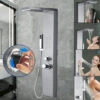 Columnas De Ducha Termostáticas Sistema De Ducha De Acero Inoxidable Cepillado, Juego De Ducha Con Ducha De Lluvia., Alcachofa De Mano (plata) HENGMEI -Mundo Ducha 88768992 1