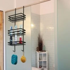 Estanterías Y Cestas De Ducha Estante De Baño Estante De Ducha Sin Taladrar Para Mamparas De Ducha 3 Estante Colgante De Ducha, Negro HENGMEI -Mundo Ducha 88769257 4