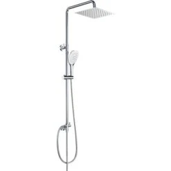 DALMO Columna Ducha, Sistema De Ducha Con Alcachofa, Conjunto Ducha Regulable Metal Completo Con 3 Cabezales De Ducha, Grifo Ducha De Altura Adjustable, Conjunto Combinado De Ducha De ángulo Cariable