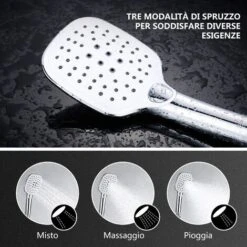 DALMO Columna Ducha, Sistema De Ducha Con Alcachofa, Conjunto Ducha Regulable Metal Completo Con 3 Cabezales De Ducha, Grifo Ducha De Altura Adjustable, Conjunto Combinado De Ducha De ángulo Cariable -Mundo Ducha 89048011 3