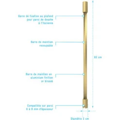 Barra De Estabilización De Techo Acabado Oro Cepillado Para Mampara FREEDOM 2 GOLD -Mundo Ducha 90525148 4