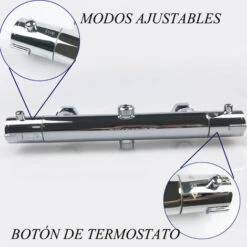 Aica Columna Ducha Cromada Con Grifo Termostático 38°C, Ducha De Baño, Rociador Cuadrado Con Manguera Cromada Plata Brillante, Ducha Lluvia, 80-116 Cm -Mundo Ducha 90755212 4