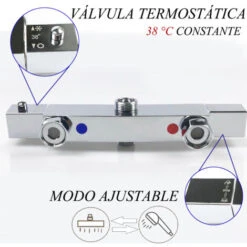 Aica Columna De Ducha Termostática, Ducha De Baño, Rociador Superior Grande Y Pulverizador De Mano Cuadrado Con Manguera Y Grifo En Cromo De Acero Inoxidable, Ducha Lluvia, 80-120 Cm -Mundo Ducha 90755248 4