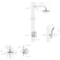 Blautherm, Conjunto Termostático Empotrado Metálico 2 Vías Con Soporte, Toma De Agua, Teleducha Y Rociador Ø240mm Cromado -Mundo Ducha 92125395 3