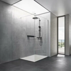 Mampara De Ducha 1 Panel Fijo Reversible D3 Basic20 ONE 68x200 Cm Plata Mate DUSCHOLUX