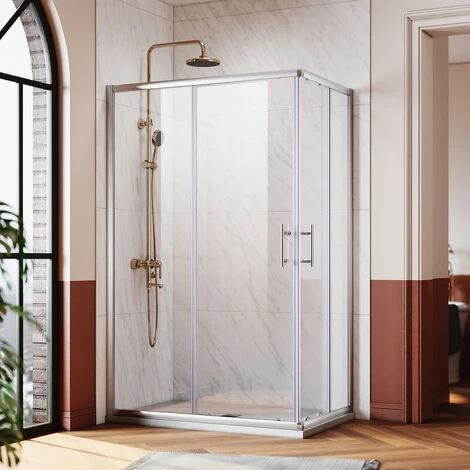 SONNI Cabina De Ducha 120x80cm Esquina Entrada Doble Puerta Corredera Cristal Real 3 SONNI Cabina De Ducha 120x80cm Esquina Entrada Doble Puerta Corredera Cristal Real