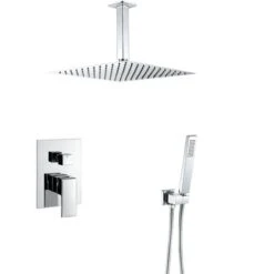 VALAZ Ducha Empotrada Monomando Techo Cuadrada Cromado Serie Tajo - 20cm