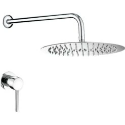 VALAZ Ducha Empotrada Monomando 1 Via Redonda Cromada A Pared Serie Guadiana - 20cm