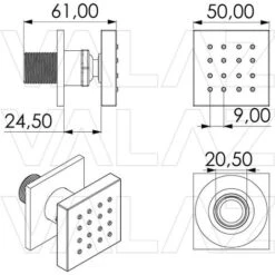 VALAZ Ducha Empotrada Hidromasaje Con 6 Jets A Pared Cuadrada Negro Mate Serie Tajo - 40cm -Mundo Ducha 95400828 3