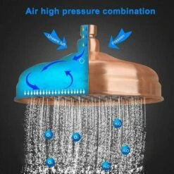Cabezal De Ducha De Cobre, 20 Cm (8 Pulgadas) De Diámetro, Cabezal De Ducha Fijo De Alta Presión Con Cabezal De Ducha De ángulo Ajustable Cabezal De Ducha De Lluvia - Dorado -Mundo Ducha 95481163 3