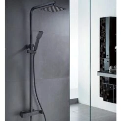 Conjunto De Ducha Cuadrado Negro Mate Serie Fiyi - IMEX