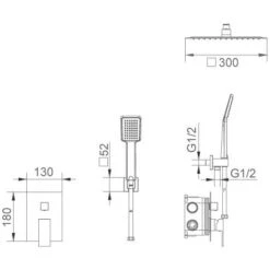 Griferia De Ducha Empotrada Pared Y Techo De Acero Inoxidable Monomando Serie Gales - IMEX -Mundo Ducha 9581287 3