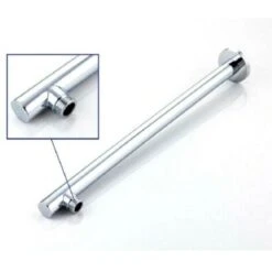 Brazo De Mano De Ducha Redonda En Latón Cromado Completo Con Rosone 30 Cm