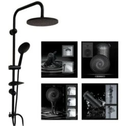 Columna De Ducha Altura Y Bajada Altura Ajustable Set Completo Ducha Negra