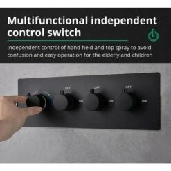 Columna De Ducha Termostática Negra, 500x360mm LED 3 Funciones Sistema De Ducha Empotrado, Aguacero, 4 120x130mm Boquillas De Masaje, Ducha De Mano De 3 Modos, Acero Inoxidable SUS 304 -Mundo Ducha 96311623 3