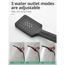 Columna De Ducha Termostática Negra, 500x360mm LED 3 Funciones Sistema De Ducha Empotrado, Aguacero, 4 120x130mm Boquillas De Masaje, Ducha De Mano De 3 Modos, Acero Inoxidable SUS 304 -Mundo Ducha 96311623 4