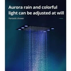 Columna De Ducha Termostática Negra, 500x360mm LED 3 Funciones Sistema De Ducha Empotrado, Aguacero, 4 120x130mm Boquillas De Masaje, Ducha De Mano De 3 Modos, Acero Inoxidable SUS 304 -Mundo Ducha 96311623 5