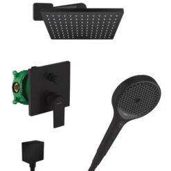 Hansgrohe Vernis Shape Rainfinity Conjunto De Ducha "todo En Uno" Con Ducha Mural 230 XXL + Teleducha 3 Rociadores, Negro Mate