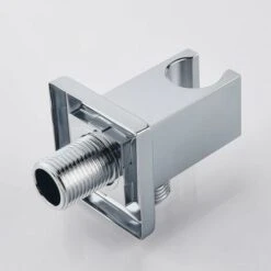 Codo De Suministro De Montaje En Pared Con Soporte Para Ducha De Mano, Accesorio De Manguera De Ducha Cuadrada De Latón De 1/2″, Salida De Agua De Montaje En Pared De Unión De Codo Descendente, Cromad -Mundo Ducha 99033383 3